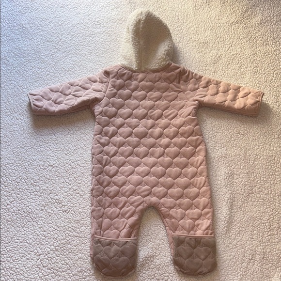 Cozy Quilted Pink Kids Footie with Hood - Picture 5 of 5
